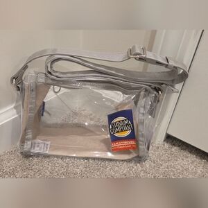 Stadium Compliant Clear Crossbody Bag in Silver Trim